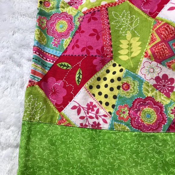 Handmade Patchwork Print Pillow Case Dress Adjustable Ribbon Straps Girls Size 4 - Picture 6 of 9